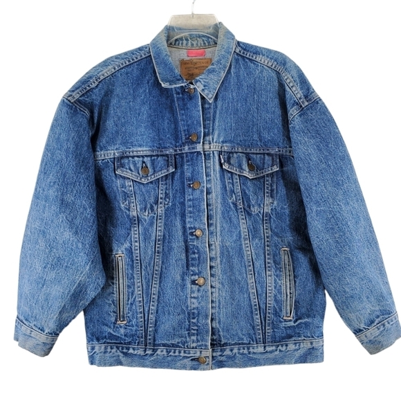 Vtg Levis Trucker Jacket Sz L Type III Blue Denim 77930-7206 Button USA Made 90s - Picture 15 of 15